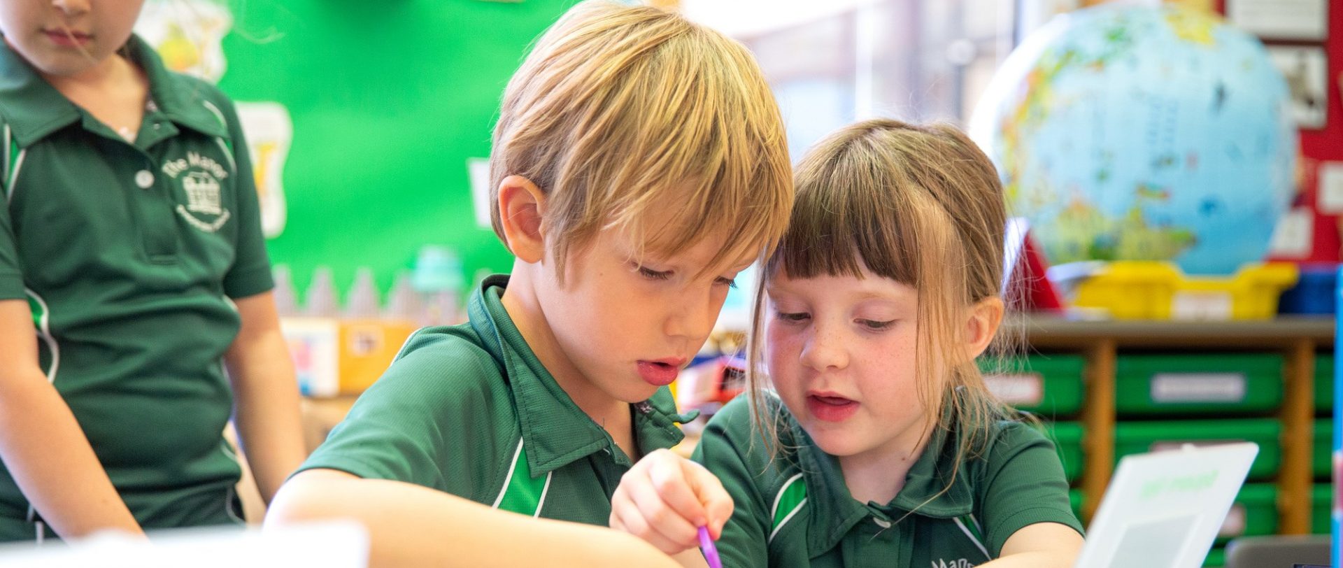 students working in class