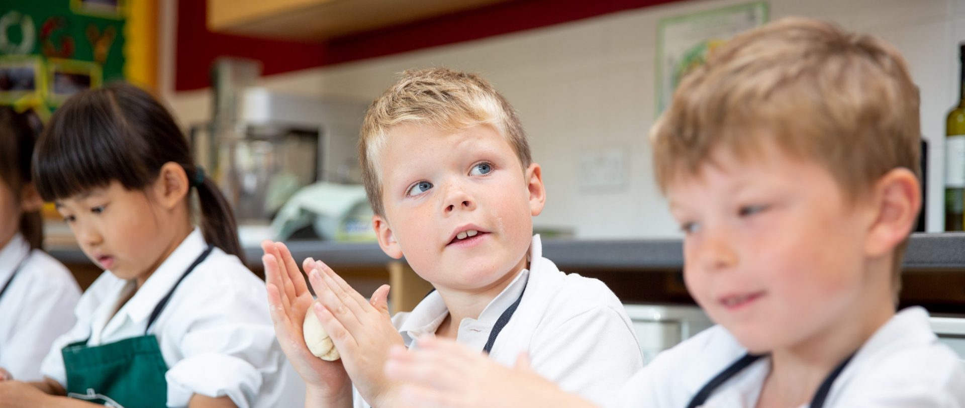 Students attending a food technology lesson