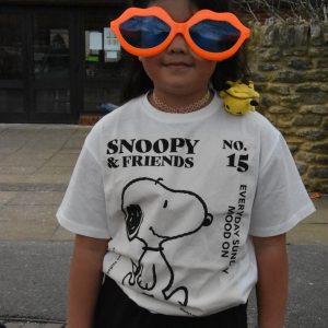 child wearing big sunglasses