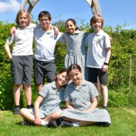students outside